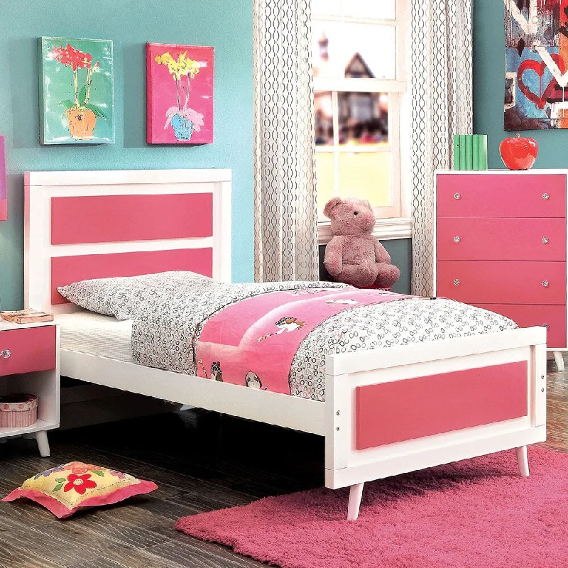 Furniture of America Kude Modern Pink Full Youth Platform Bed