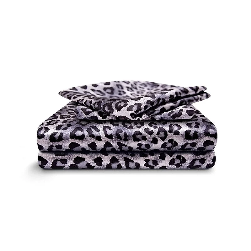 Honeymoon Queen Sheet Set Luxury Silkily Like Satin Bed Sheets, Leopard