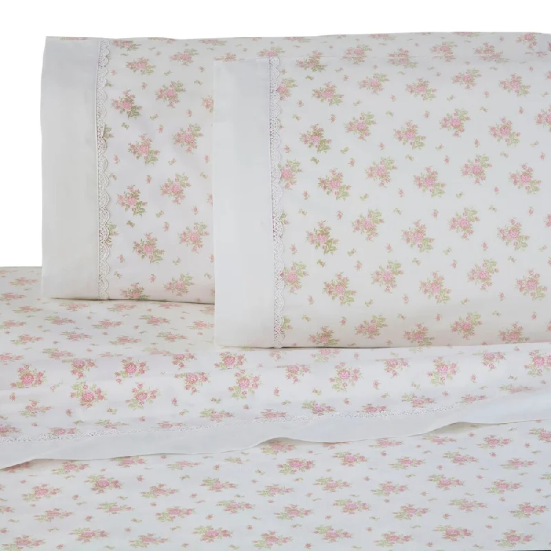 Martex Rose Garden Pink Lace Bed Sheet Set