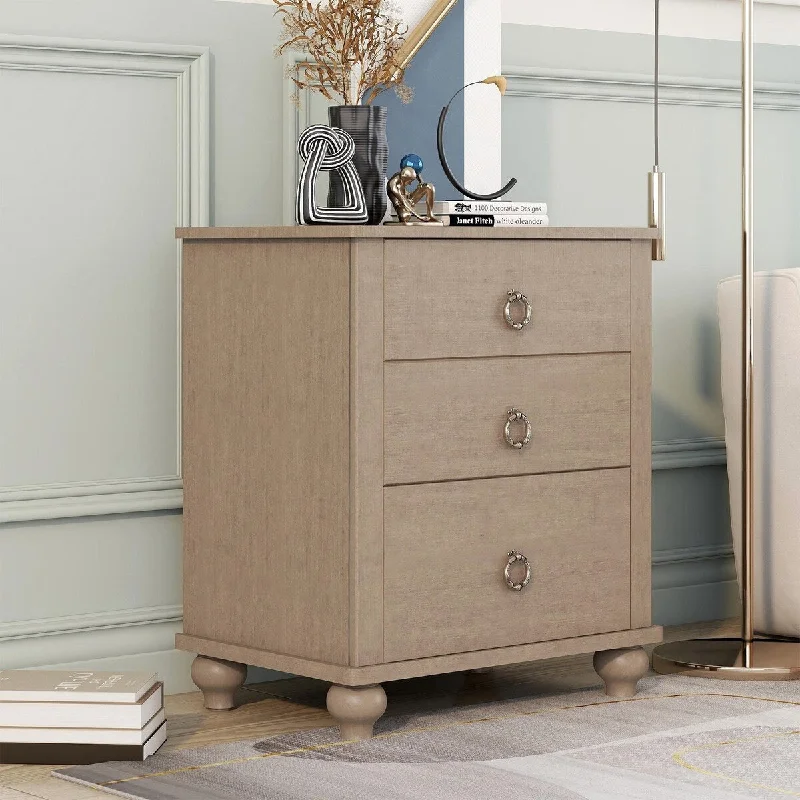 Modern Wooden Nightstand with 2 Drawers Living Room Bedroom