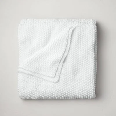 New - Full/Queen Chunky Knit Bed Blanket White - Casaluna