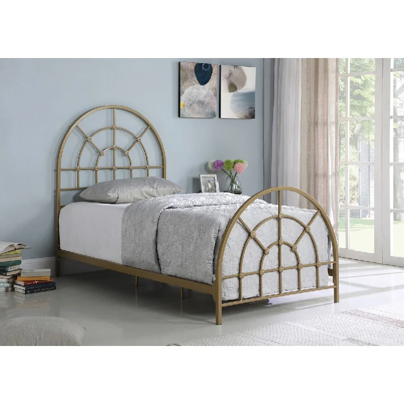 Nimona Gold Twin Metal Arched Bed