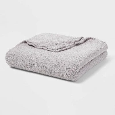 Open Box - King Cozy Chenille Bed Blanket Gray - Threshold