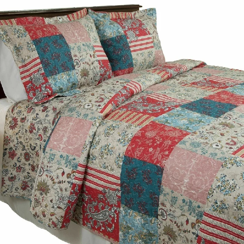 Patchwork Paisley Flowers Quilted Blanket Bedspread Twin