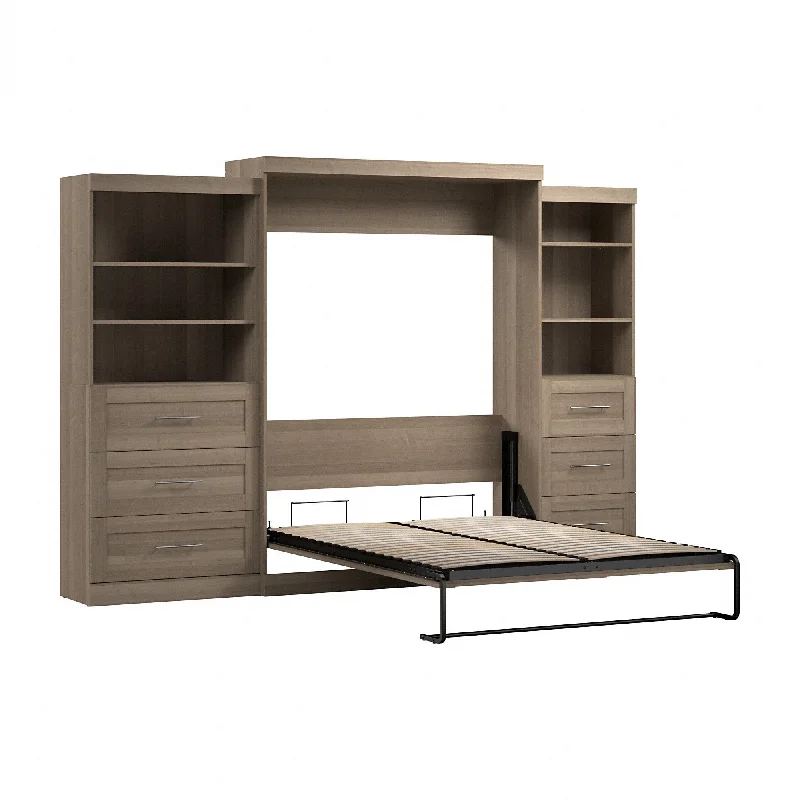 Pur Queen Murphy Bed and 2 Shelving Units with Drawers 126W by Bestar