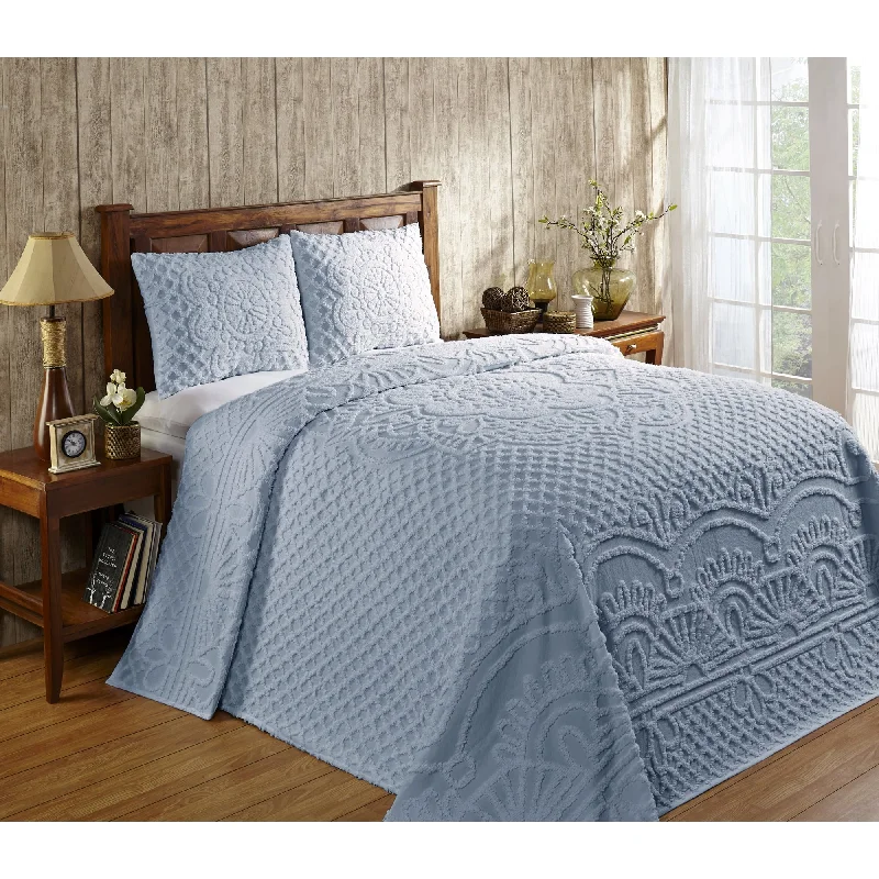 Striped cotton reversible bedspread