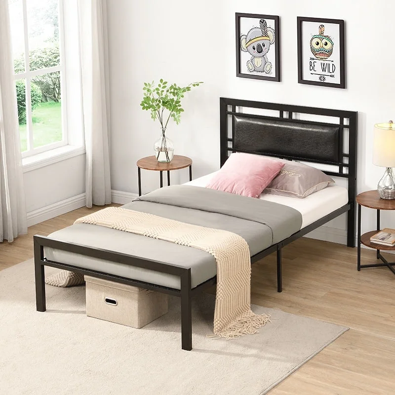 Stylish and Sturdy Twin Size Metal Bed Frame - Modern Design for Bedroom Comfort - Black