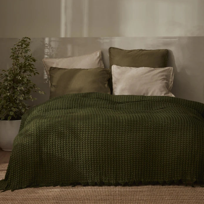 Karaca Home Casey Double Waffle Blanket 200x230 cm Green 200.22.01.0086