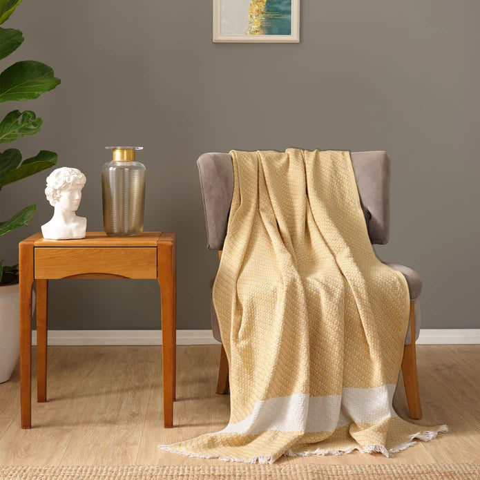 Karaca Home Wilma Mustard Throw Blanket 130x170 cm 200.21.01.0689