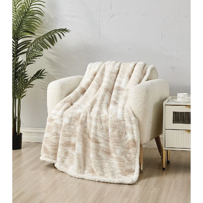 Alaska Imitation Fur Shaggy Plush Sherpa Throw Blanket (50" x 60")