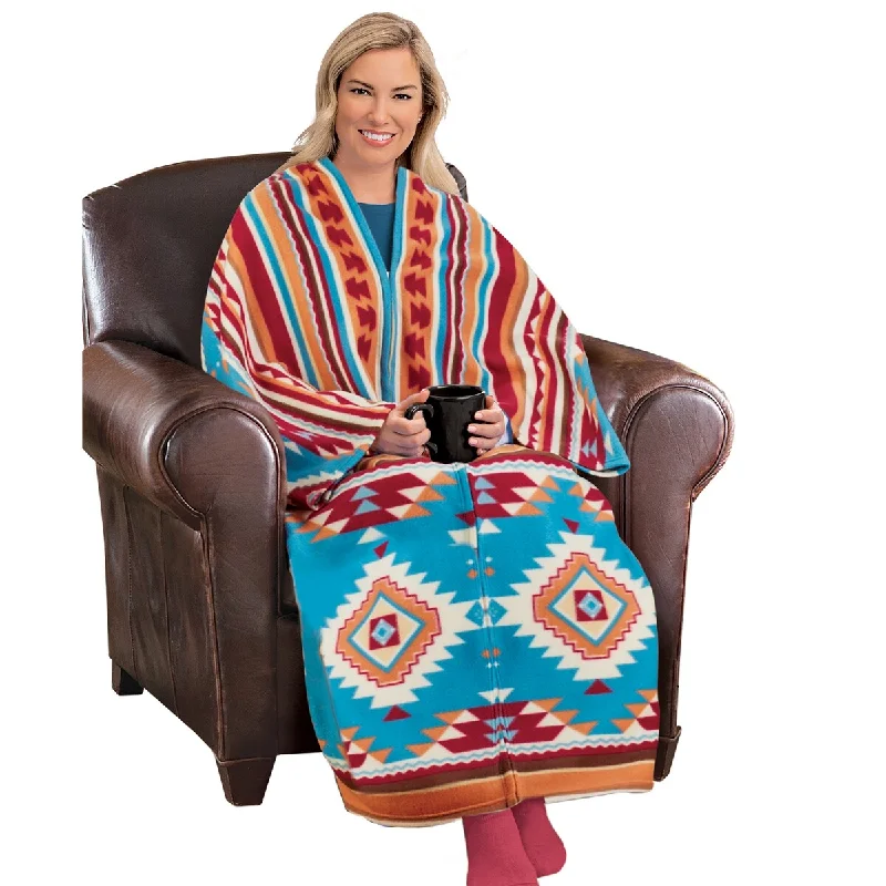 Aztec Southwest Pattern Wearable Cuddle Wrap Blanket