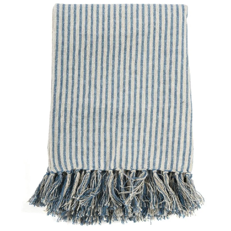 Benny 50"x 70" Throw Blanket in Blue Natural By Kosas Home