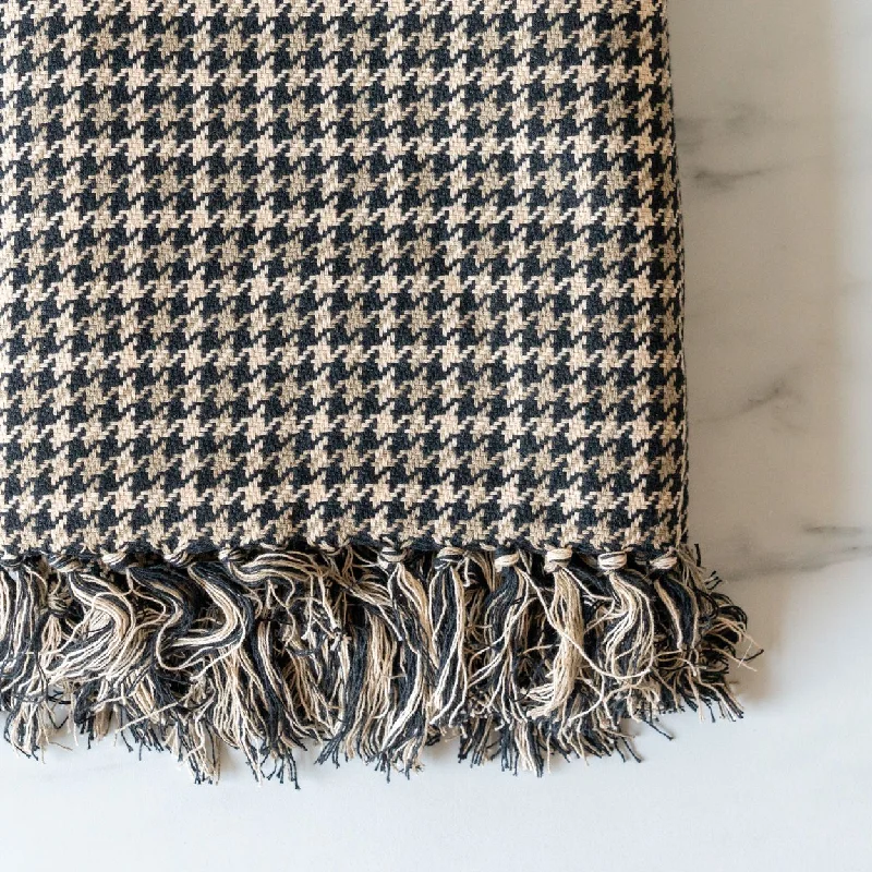 Brown Houndstooth Throw Blanket