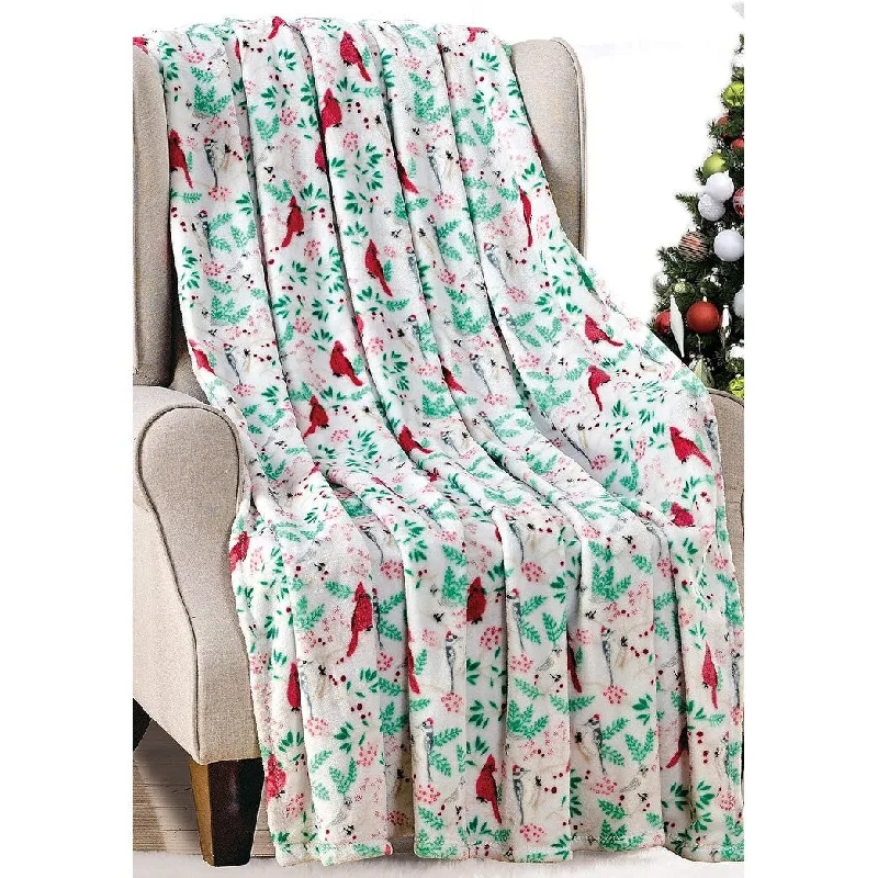 Décor&More Summertime Nature Microplush Throw Blanket (50" x 60") - Cardinals