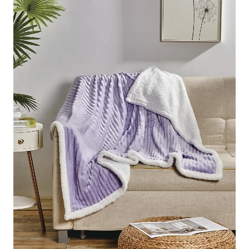 FAITH, HOPE, LOVE HOME DÉCOR Sherpa Corduroy Throw Blanket (50" x 60") - Lilac