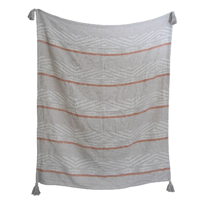 Foreside Home & Garden Hand Woven Rust and Gray Cotton Throw Blanket