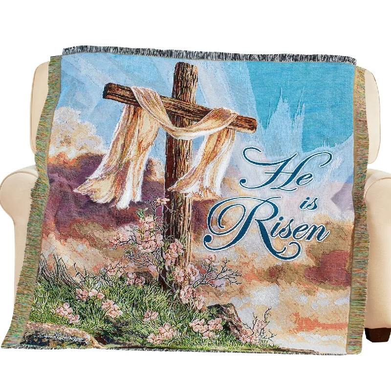 He Is Risen Spring Tapestry Throw Blanket