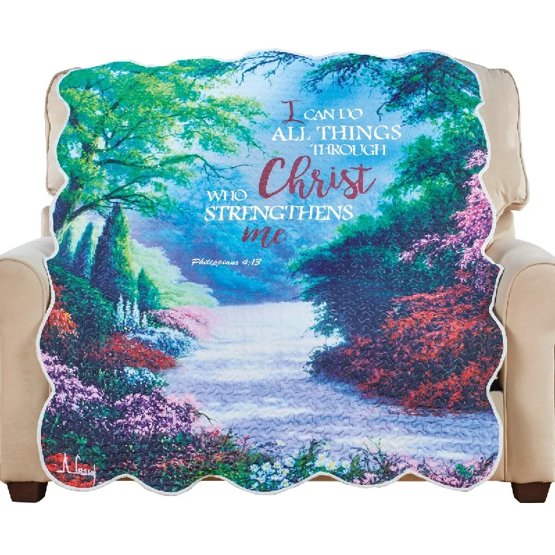 I Can Do All Things Through Christ Garden Scene Religious Throw