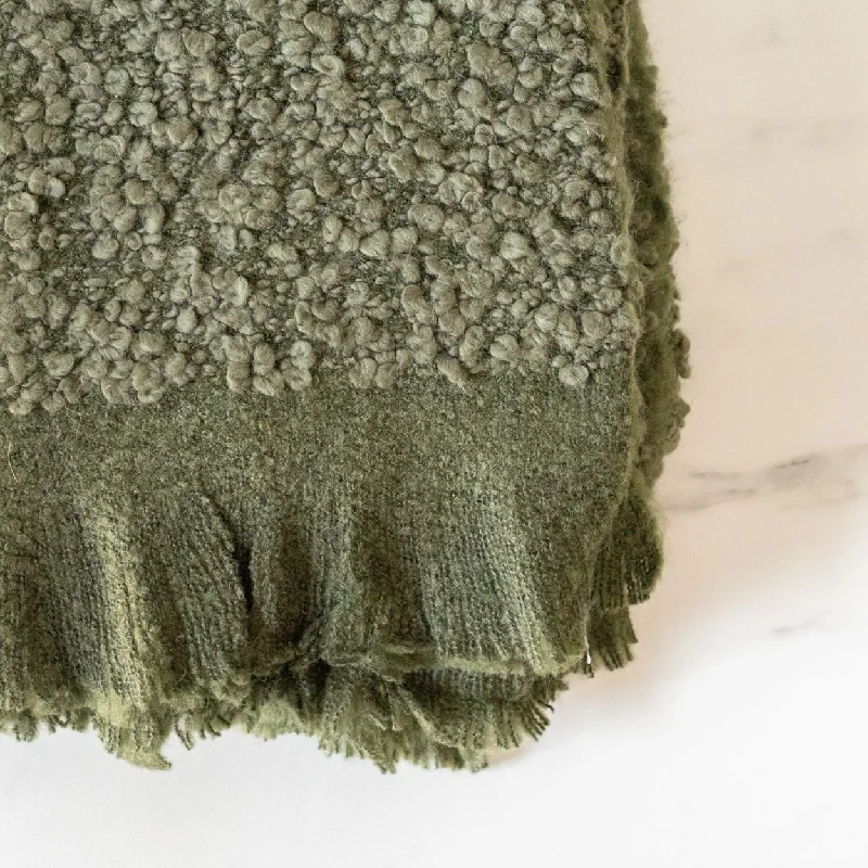 Olive Boucle Throw Blanket