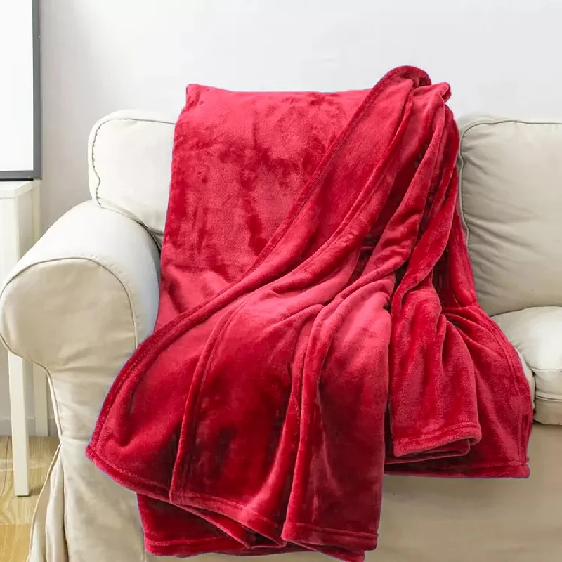 Solid Color Coral Fleece Plush Microfiber Blanket