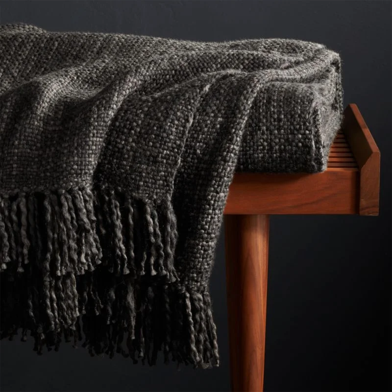 Styles 80"x80" Ebony Fringe Throw Blanket