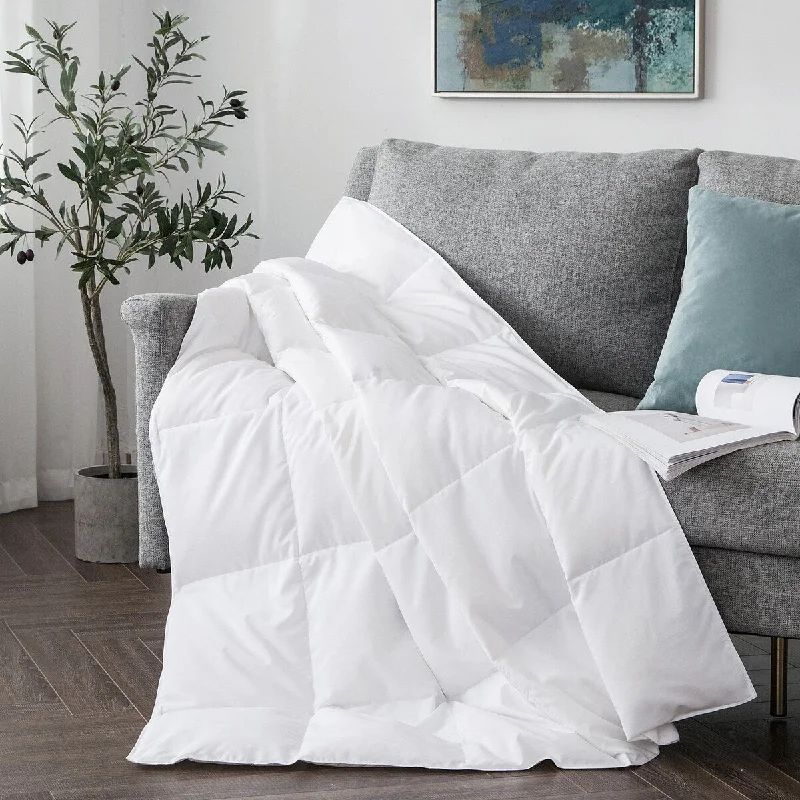 Ultra Lightweight White Down Throw Blanket