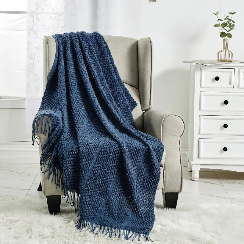 Ultra Soft Acrylic Decorative Throw Blanket - Blue