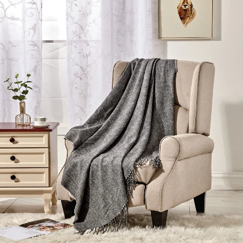 Ultra Soft Polyester Acrylic Decorative Throw Blanket - Gray