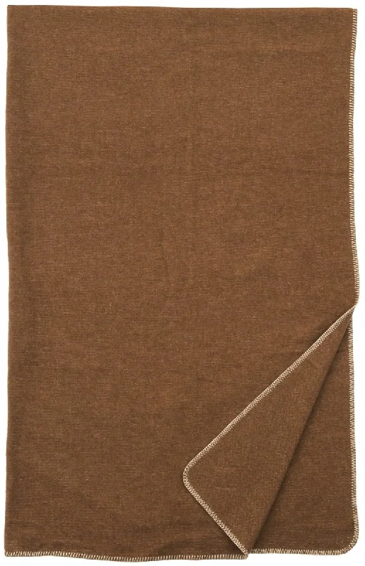 Solid Dark Camel Wool Throw